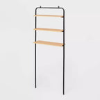Over The Toilet Storage Black Metal and Wood - Brightroom™: Space-Saving Bathroom Organizer with 3 Fixed Shelves