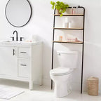 Étagère de rangement au-dessus des toilettes en métal noir et bois – Organiseur de salle de bain peu encombrant avec 3 étagères fixes