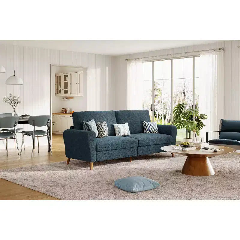 84 Modern Sofa, 3 Seater Upholstered Sofa with Streamlined Arms, Deep Seat Sleeper Sofa for Living Room Bedroom Apartment