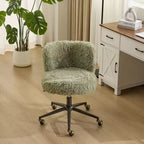 Fauteuil pivotant en velours doux Piétement bronze antique avec roulettes