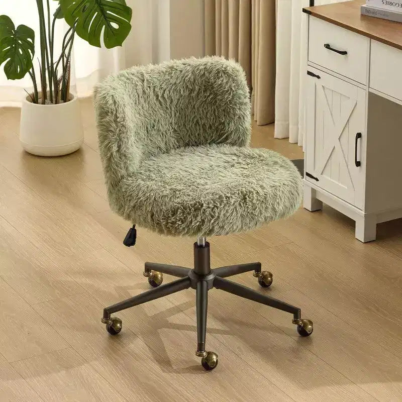 Plush Velvet Swivel Chair Antique Bronze Base With Wheels