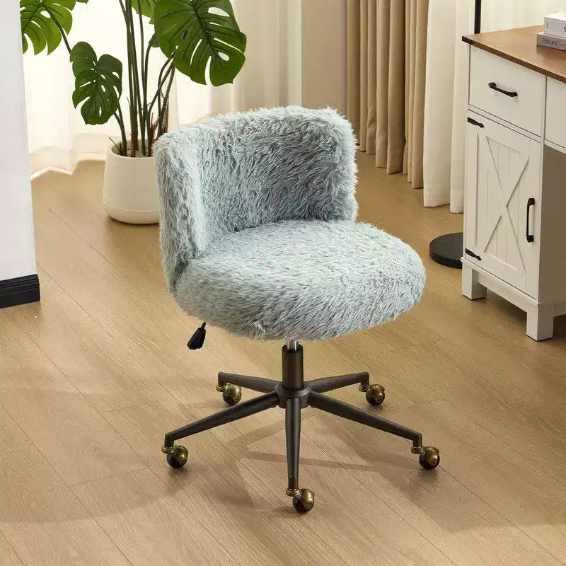 Plush Velvet Swivel Chair Antique Bronze Base With Wheels