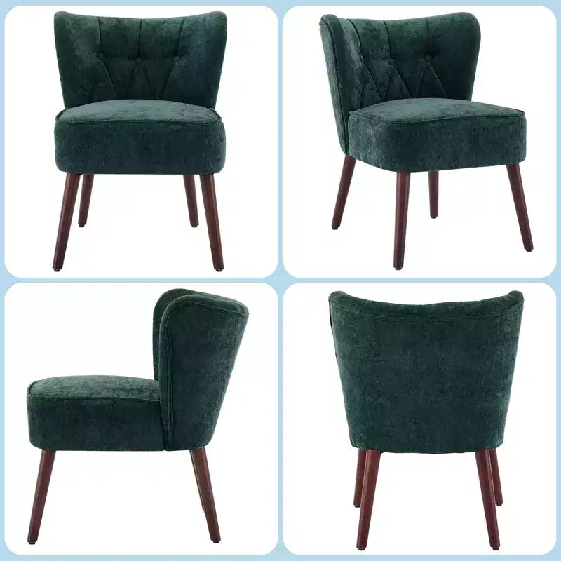 Accent Dining Chair with Wood Legs Upholstered, Armless for Dining Room Bedroom, Living Room