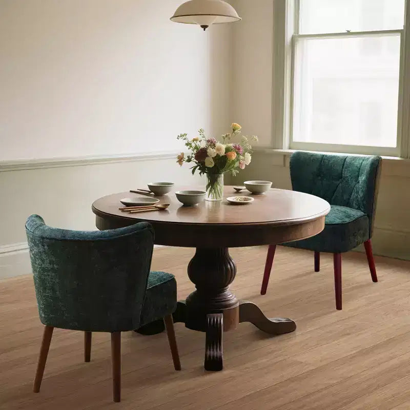 Accent Dining Chair with Wood Legs Upholstered, Armless for Dining Room Bedroom, Living Room