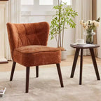 Accent Dining Chair with Wood Legs Upholstered, Armless for Dining Room Bedroom, Living Room