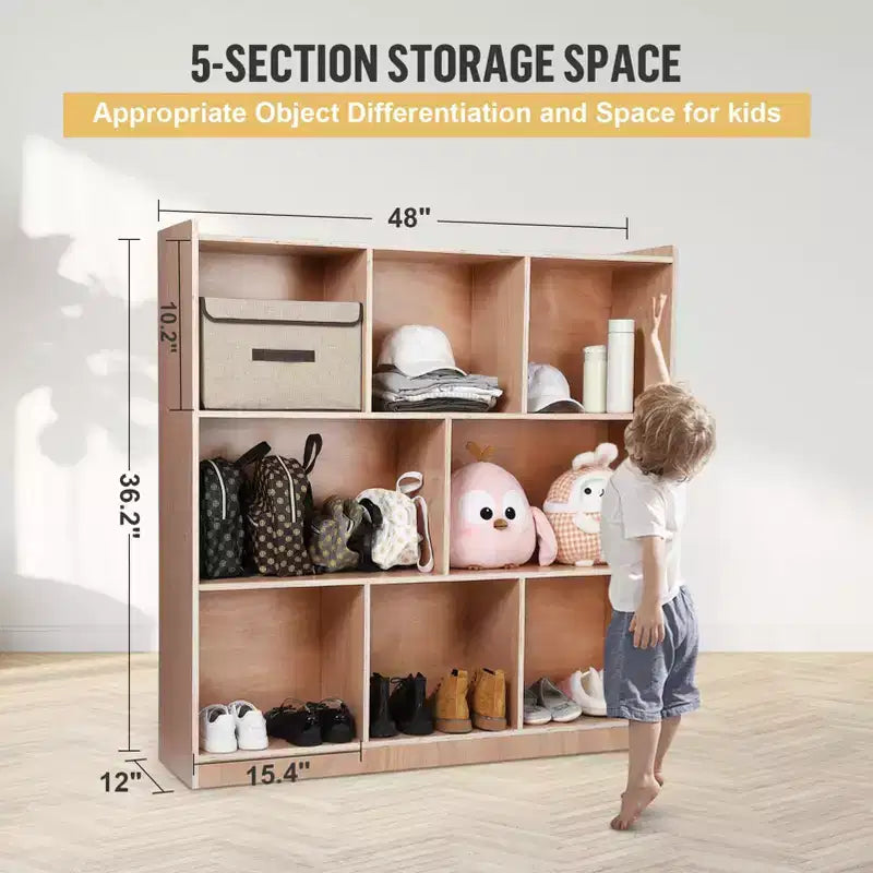 Classroom Cubbies Storage Cabinet, 8-Section Organizer with Casters for School and Home