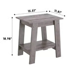 Table d'appoint à 2 niveaux avec étagère, table d'appoint pour salon, chambre ou entrée, table de chevet de style rustique avec montage facile