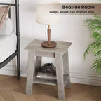 Table d'appoint à 2 niveaux avec étagère, table d'appoint pour salon, chambre ou entrée, table de chevet de style rustique avec montage facile