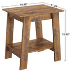 Table d'appoint à 2 niveaux avec étagère, table d'appoint pour salon, chambre ou entrée, table de chevet de style rustique avec montage facile