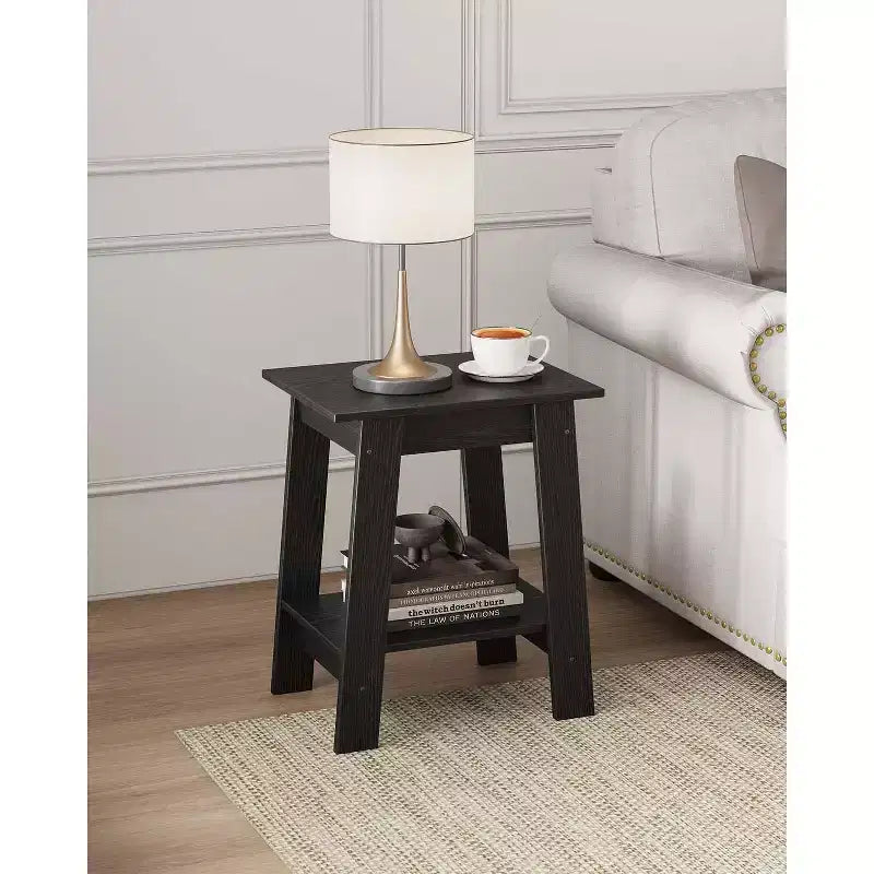 2-Tier Side Table with Shelf, End Table for Living Room, Bedroom or Entryway, Farmhouse Style Nightstand with Easy Assembly