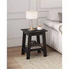 Table d'appoint à 2 niveaux avec étagère, table d'appoint pour salon, chambre ou entrée, table de chevet de style rustique avec montage facile