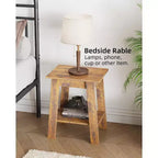 Table d'appoint à 2 niveaux avec étagère, table d'appoint pour salon, chambre ou entrée, table de chevet de style rustique avec montage facile