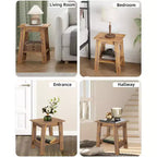 Table d'appoint à 2 niveaux avec étagère, table d'appoint pour salon, chambre ou entrée, table de chevet de style rustique avec montage facile