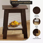 Table d'appoint à 2 niveaux avec étagère, table d'appoint pour salon, chambre ou entrée, table de chevet de style rustique avec montage facile