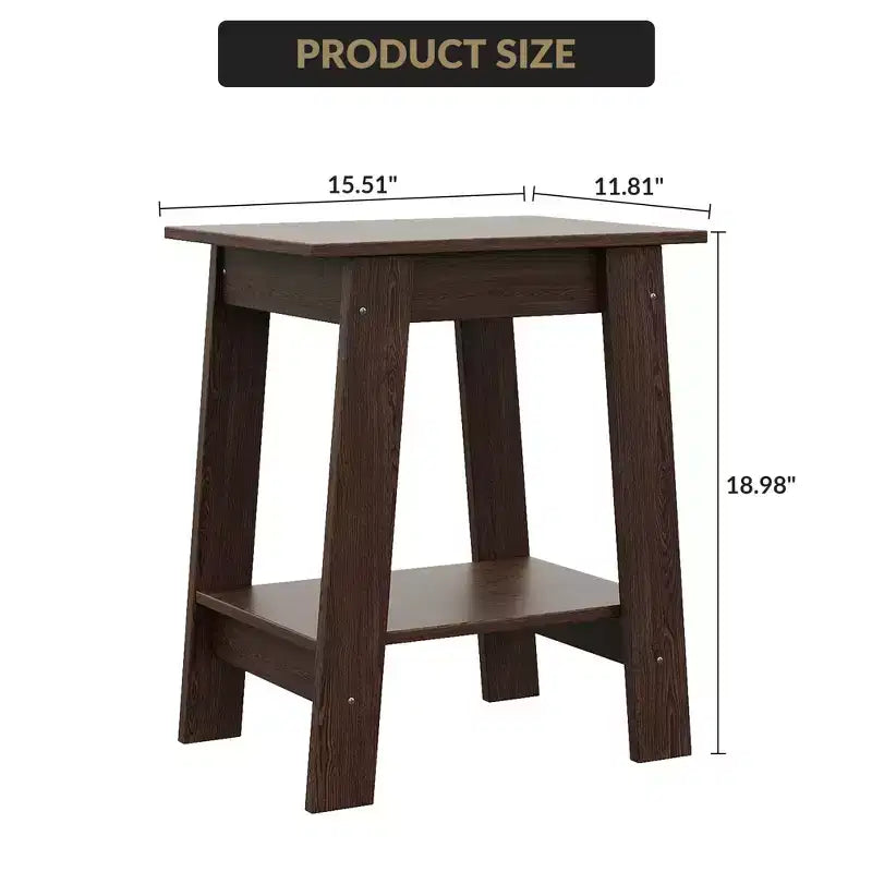 2-Tier Side Table with Shelf, End Table for Living Room, Bedroom or Entryway, Farmhouse Style Nightstand with Easy Assembly