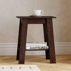 Table d'appoint à 2 niveaux avec étagère, table d'appoint pour salon, chambre ou entrée, table de chevet de style rustique avec montage facile
