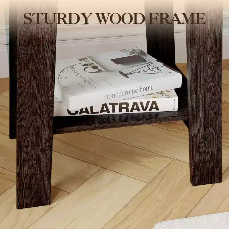2-Tier Side Table with Shelf, End Table for Living Room, Bedroom or Entryway, Farmhouse Style Nightstand with Easy Assembly