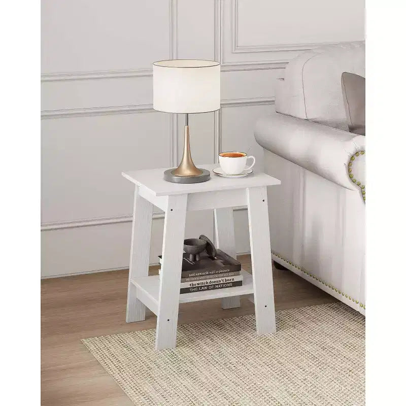 2-Tier Side Table with Shelf, End Table for Living Room, Bedroom or Entryway, Farmhouse Style Nightstand with Easy Assembly
