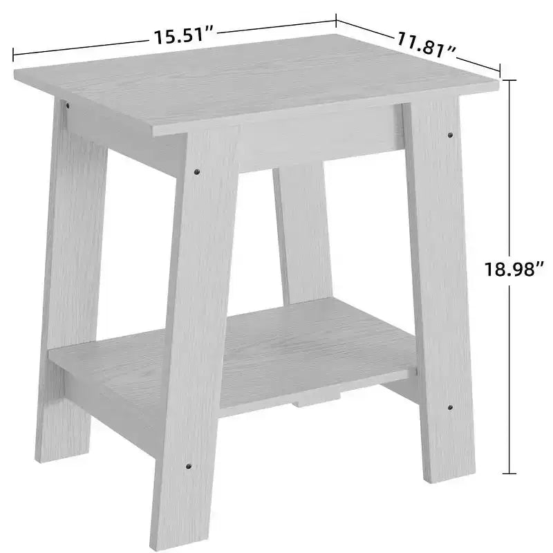 2-Tier Side Table with Shelf, End Table for Living Room, Bedroom or Entryway, Farmhouse Style Nightstand with Easy Assembly