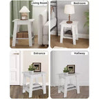 Table d'appoint à 2 niveaux avec étagère, table d'appoint pour salon, chambre ou entrée, table de chevet de style rustique avec montage facile