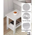 Table d'appoint à 2 niveaux avec étagère, table d'appoint pour salon, chambre ou entrée, table de chevet de style rustique avec montage facile