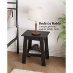 Table d'appoint à 2 niveaux avec étagère, table d'appoint pour salon, chambre ou entrée, table de chevet de style rustique avec montage facile