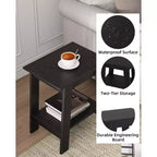 Table d'appoint à 2 niveaux avec étagère, table d'appoint pour salon, chambre ou entrée, table de chevet de style rustique avec montage facile
