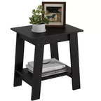 2-Tier Side Table with Shelf, End Table for Living Room, Bedroom or Entryway, Farmhouse Style Nightstand with Easy Assembly