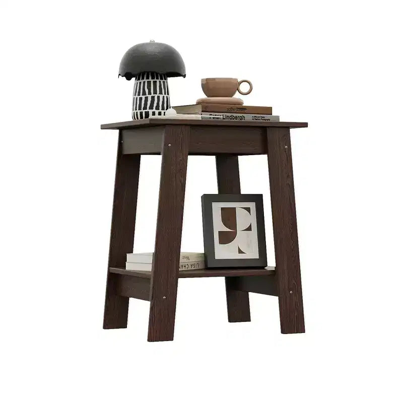 2-Tier Side Table with Shelf, End Table for Living Room, Bedroom or Entryway, Farmhouse Style Nightstand with Easy Assembly