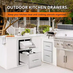 COZONY Outdoor Kitchen Drawers with Paper Towel Holder, Stainless Steel BBQ Island Storage, Multi Grill Station Access Drawers