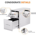 Tiroirs de cuisine extérieure avec porte-serviettes en papier, rangement pour îlot de barbecue en acier inoxydable, tiroirs d'accès pour station multi-grillades