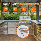 Tiroirs de cuisine extérieure avec porte-serviettes en papier, rangement pour îlot de barbecue en acier inoxydable, tiroirs d'accès pour station multi-grillades