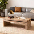 Modern Rustic Wood Coffee Table with Floating Top, 47 Rectangular