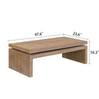 Table basse rectangulaire en bois rustique moderne avec plateau flottant, 47 po