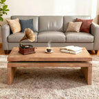 Table basse rectangulaire en bois rustique moderne avec plateau flottant, 47 po