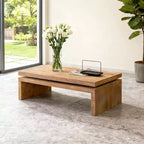 Table basse rectangulaire en bois rustique moderne avec plateau flottant, 47 po