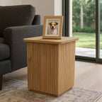 End Table with Square Ribbed Design - Night Stand, Accent Furniture with Side Table Use - Compact Table with a Modern Look - 20, Natural Wood