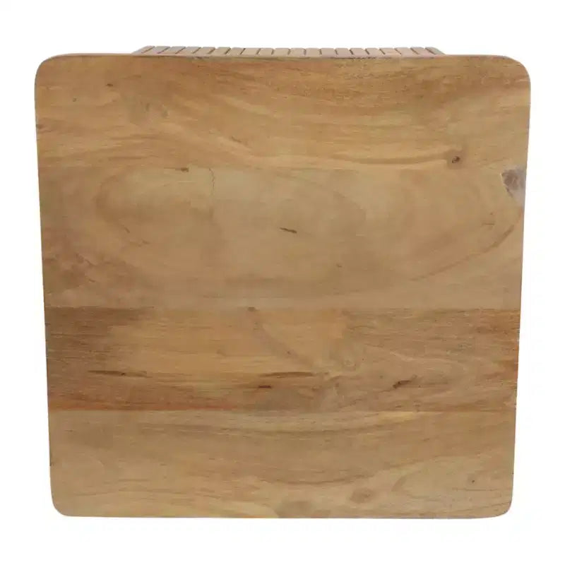 End Table with Square Ribbed Design - Night Stand, Accent Furniture with Side Table Use - Compact Table with a Modern Look - 20, Natural Wood