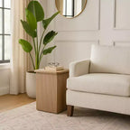 Table d'appoint avec design nervuré carré - Table de chevet, meuble d'appoint pouvant servir de table d'appoint - Table compacte au look moderne - 20, Bois naturel