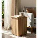 Table d'appoint avec design nervuré carré - Table de chevet, meuble d'appoint pouvant servir de table d'appoint - Table compacte au look moderne - 20, Bois naturel