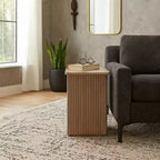Table d'appoint avec design nervuré carré - Table de chevet, meuble d'appoint pouvant servir de table d'appoint - Table compacte au look moderne - 20, Bois naturel