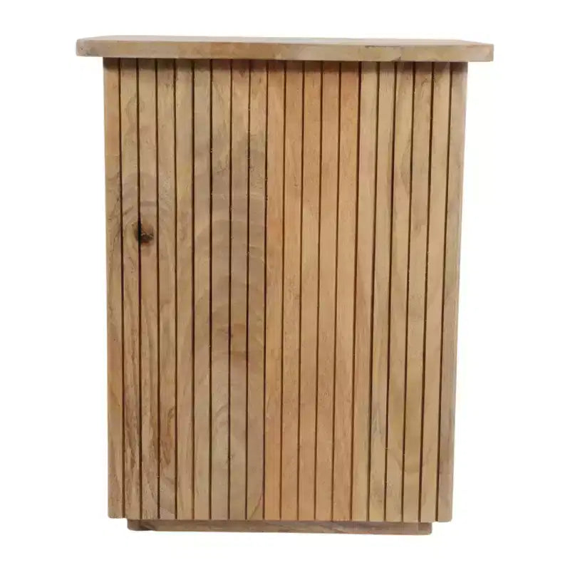 End Table with Square Ribbed Design - Night Stand, Accent Furniture with Side Table Use - Compact Table with a Modern Look - 20, Natural Wood