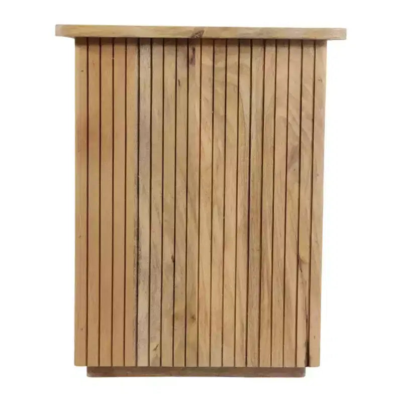 End Table with Square Ribbed Design - Night Stand, Accent Furniture with Side Table Use - Compact Table with a Modern Look - 20, Natural Wood