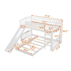 Lit superposé au sol avec toboggan et escalier, lit superposé bas jumeau sur jumeau avec rangement, lit superposé jumeau en bois pour tout-petits et enfants