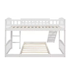 Lit superposé au sol avec toboggan et escalier, lit superposé bas jumeau sur jumeau avec rangement, lit superposé jumeau en bois pour tout-petits et enfants