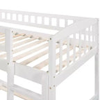 Lit superposé au sol avec toboggan et escalier, lit superposé bas jumeau sur jumeau avec rangement, lit superposé jumeau en bois pour tout-petits et enfants