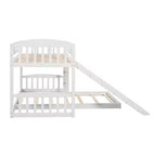 Lit superposé au sol avec toboggan et escalier, lit superposé bas jumeau sur jumeau avec rangement, lit superposé jumeau en bois pour tout-petits et enfants