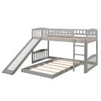 Lit superposé au sol avec toboggan et escalier, lit superposé bas jumeau sur jumeau avec rangement, lit superposé jumeau en bois pour tout-petits et enfants