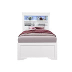 HomeStock 55.9 in.H Twin Size White with Bookcase Beds made of Metal Bed Frame