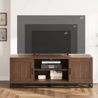 Meuble TV Moderne pour Téléviseurs Jusqu'à 75'', Meuble TV de 63'' en Bois avec Étagères Réglables et Pieds en Métal, Console TV pour Salon